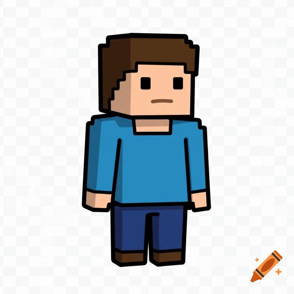 A pixelated character standing on a transparent background.