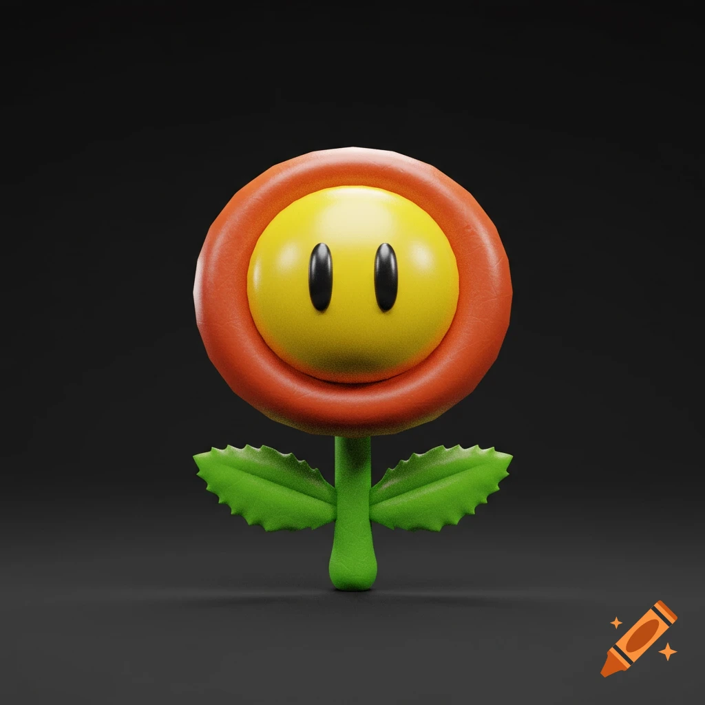 3D rendering of a Mario Fire Flower