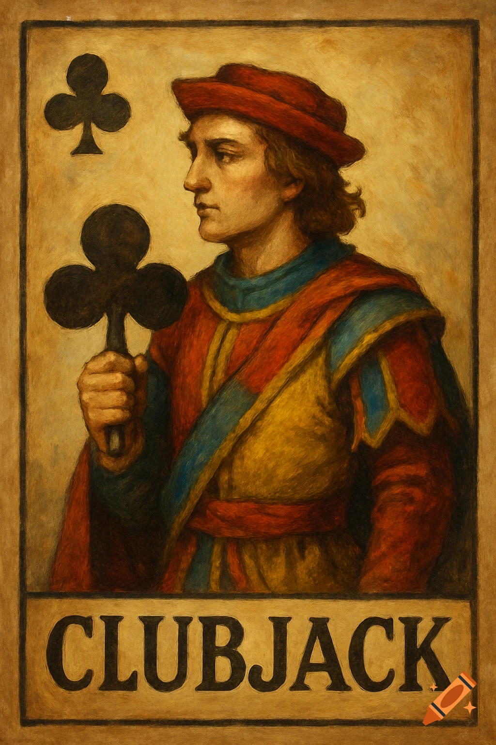 An illustration of a Jack playing card with a club symbol and 'CLUBJACK' text.