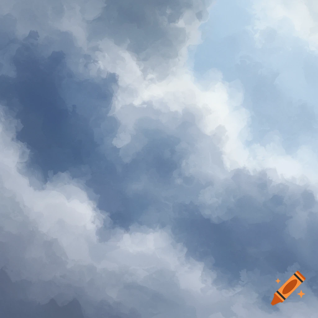 Blue and white clouds in a painterly style