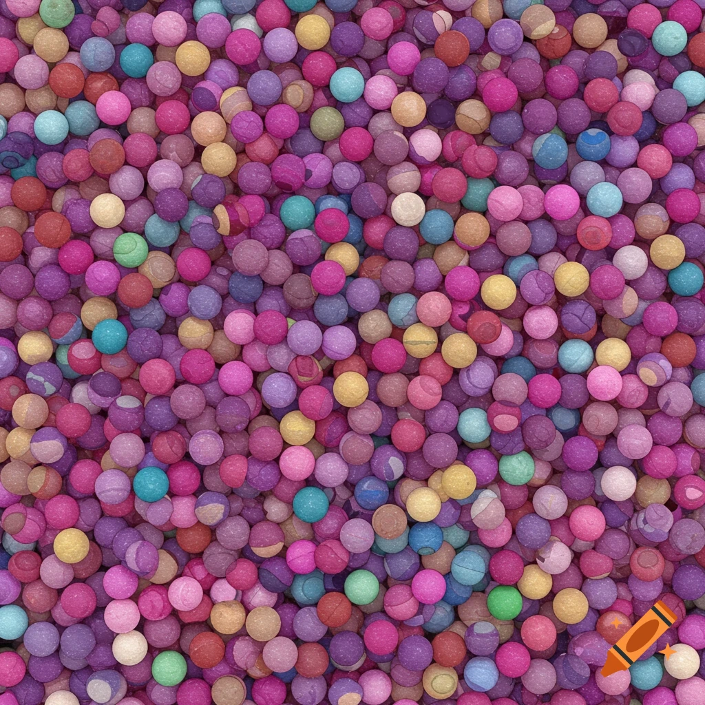 Top view of a dense background of small colorful balls