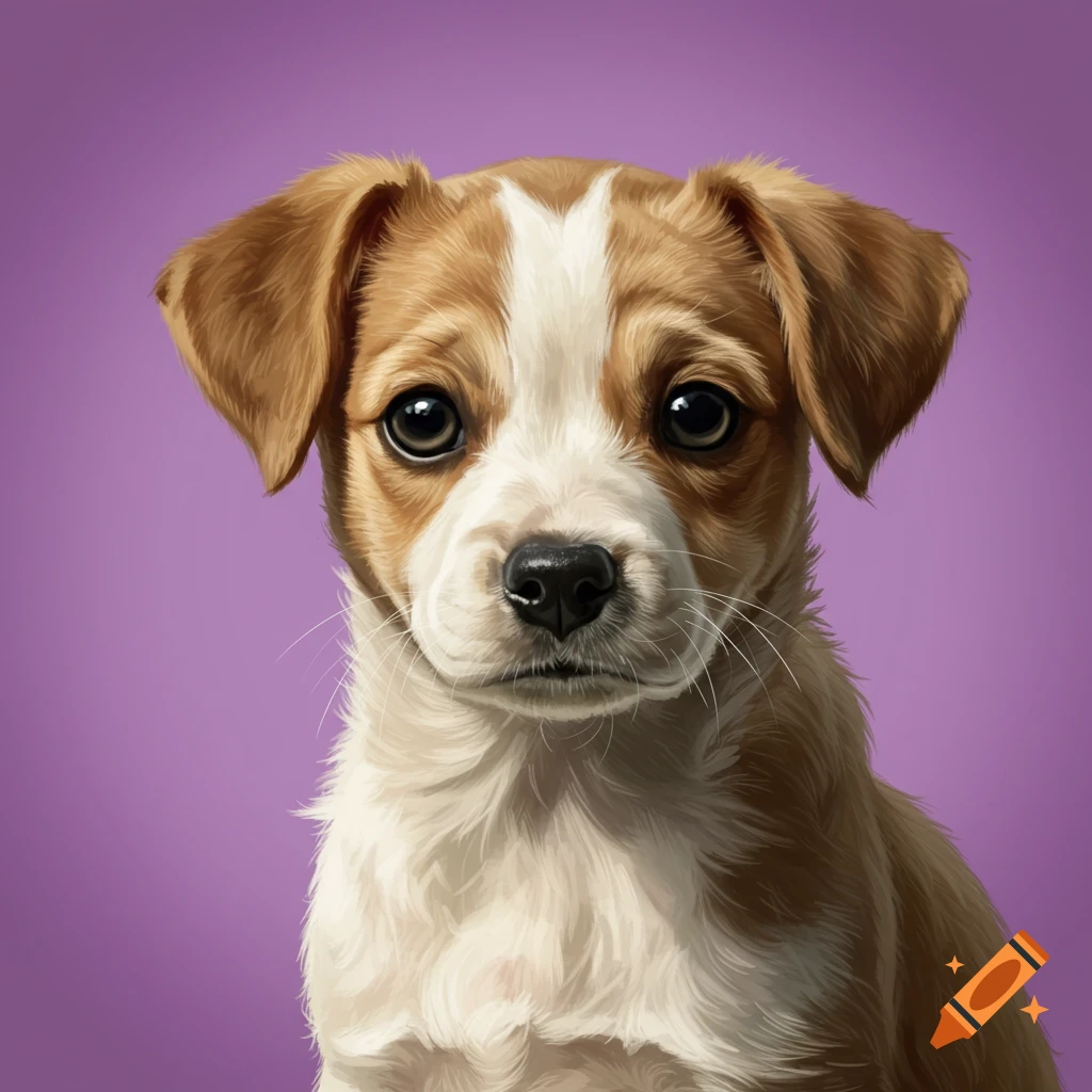 A close-up portrait of a cute puppy looking directly at the viewer.