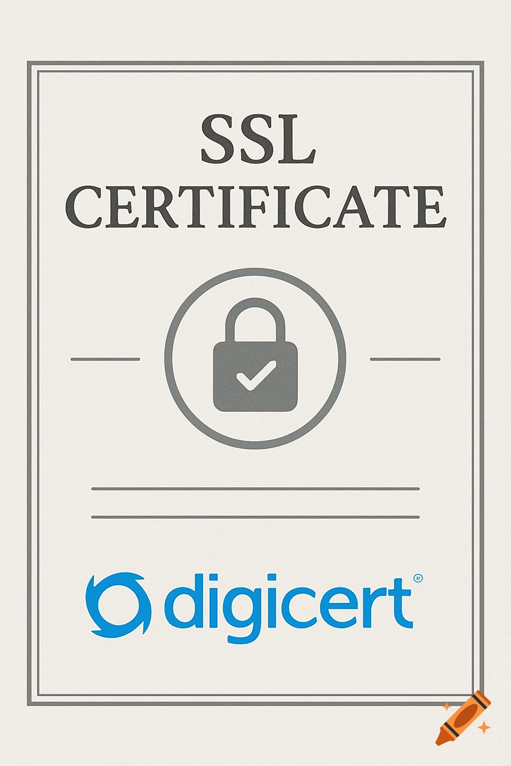An SSL certificate document with a padlock icon and the Digicert logo.