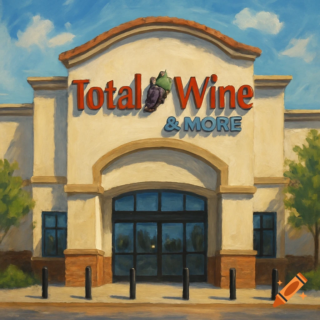 Painting of a Total Wine & MORE storefront.