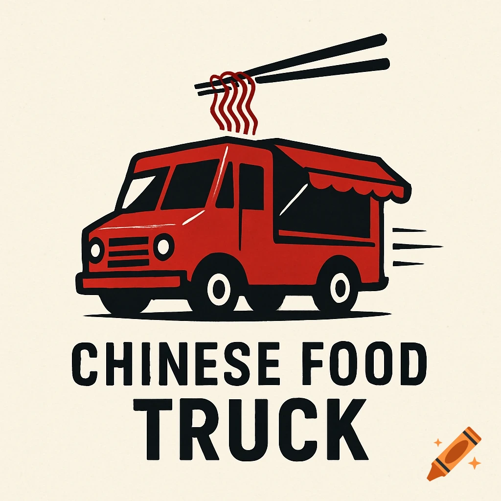 Logo illustration of a red Chinese food truck with chopsticks holding noodles above it and the text "CHINESE FOOD TRUCK" below.