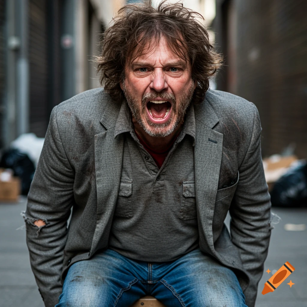 Man screaming in an alley