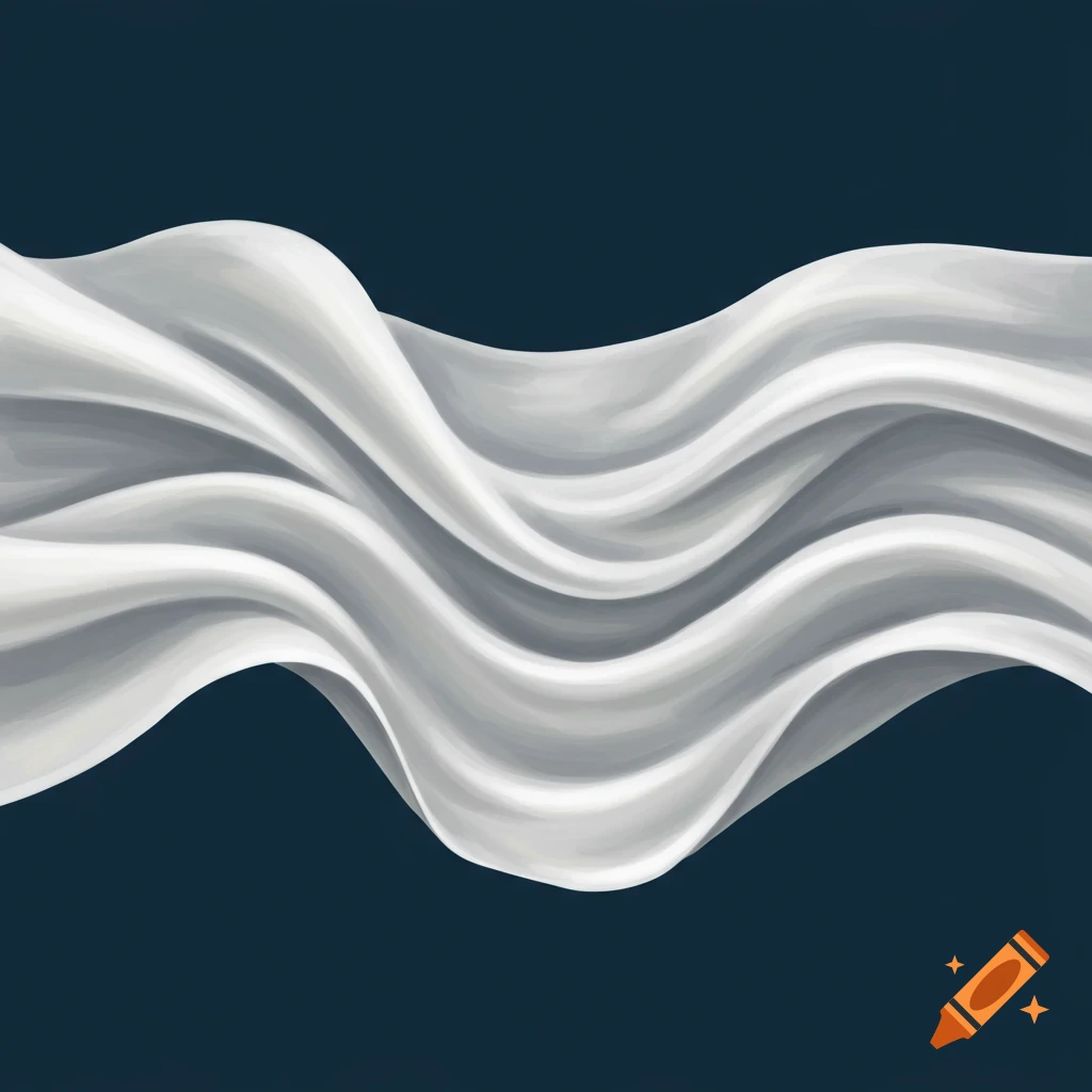 White fabric folds flowing horizontally on a dark background