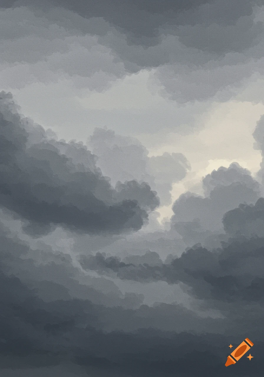 Grey cloudy sky in a digital painting style.