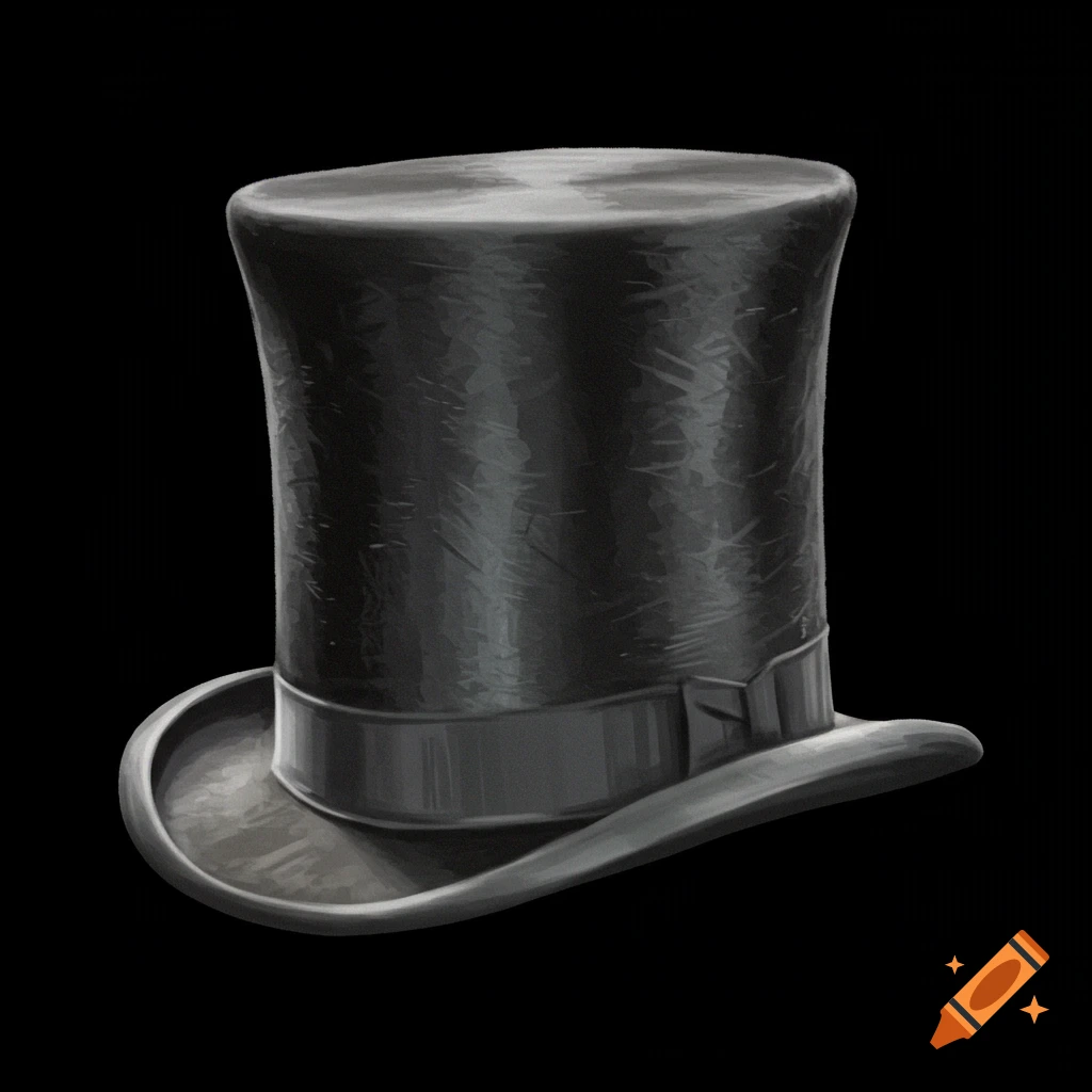 A black top hat.