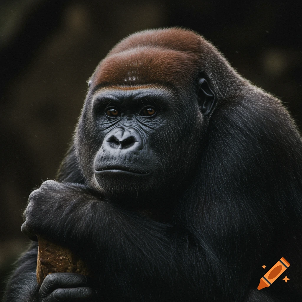 Close-up portrait of a gorilla.