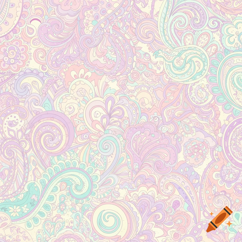 Seamless pastel bohemian paisley pattern