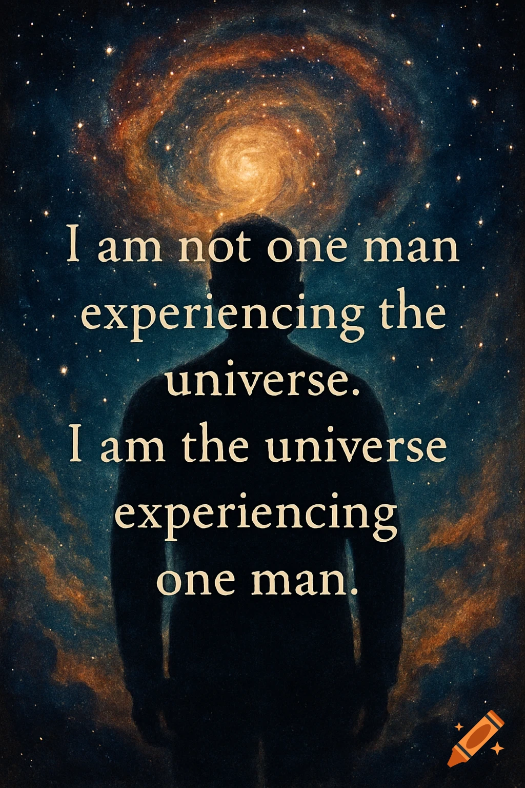 Silhouette of a man standing against a starry galaxy background with a ...
