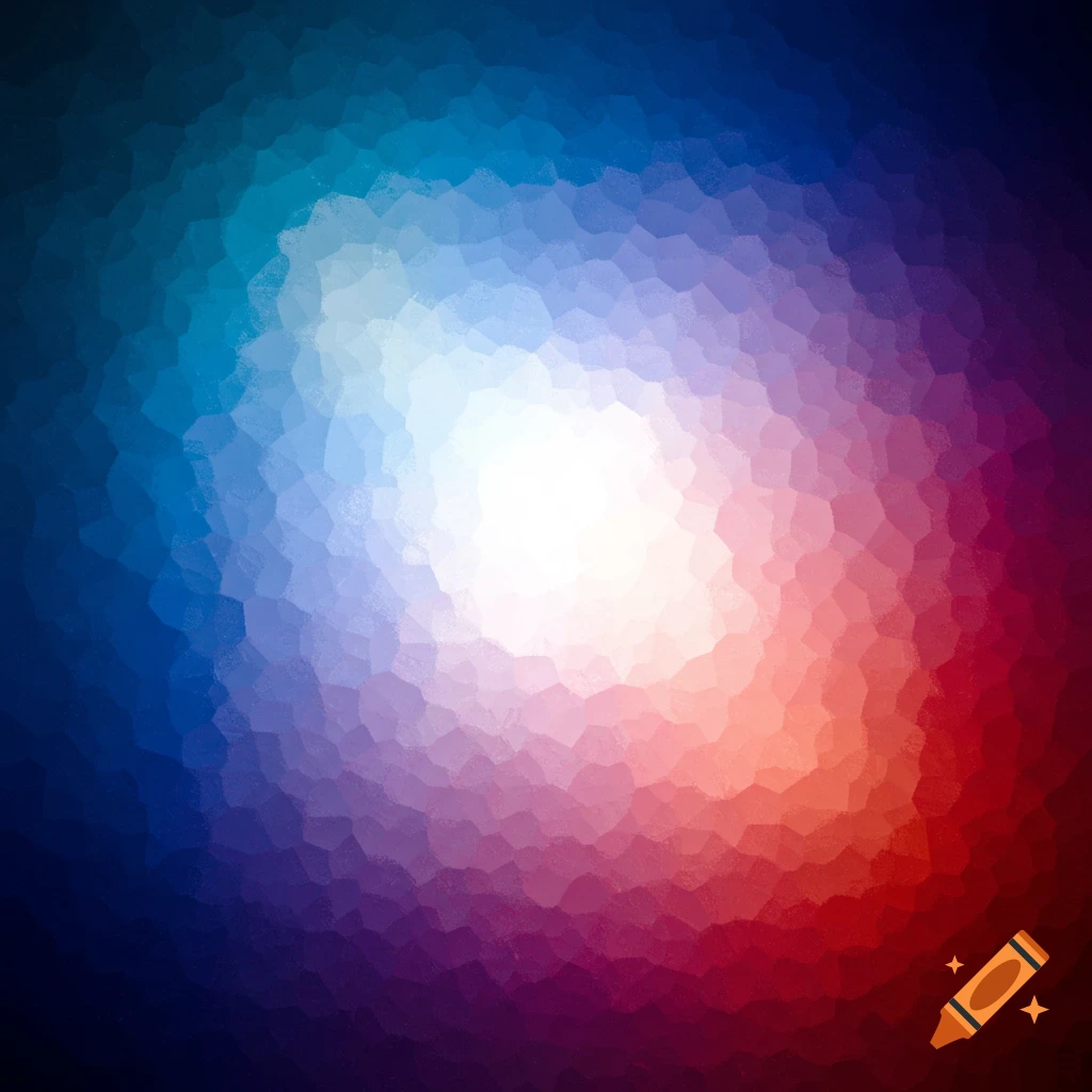 Abstract pattern of cell-like shapes in blue, white, pink, and red.