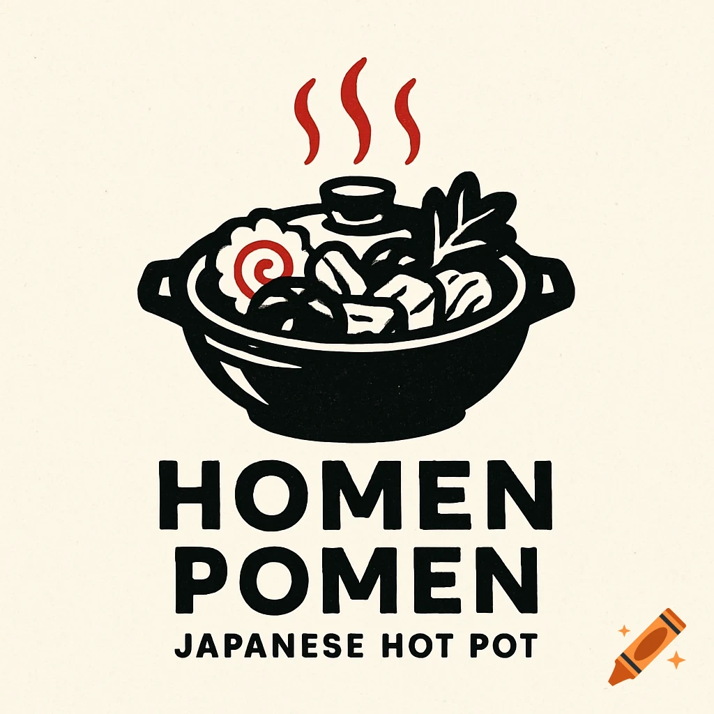 Japanese hot pot logo illustration