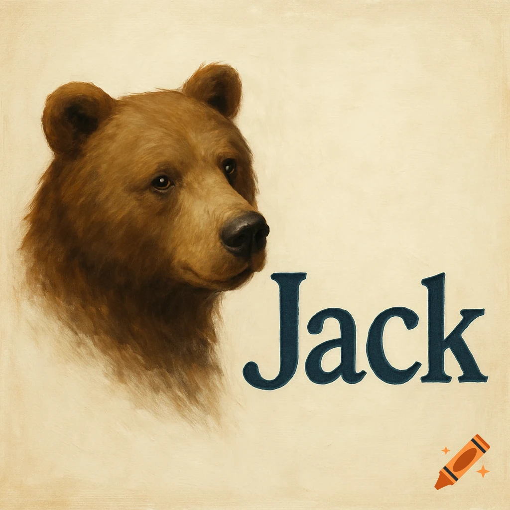A painted illustration of a bear head next to the name Jack.