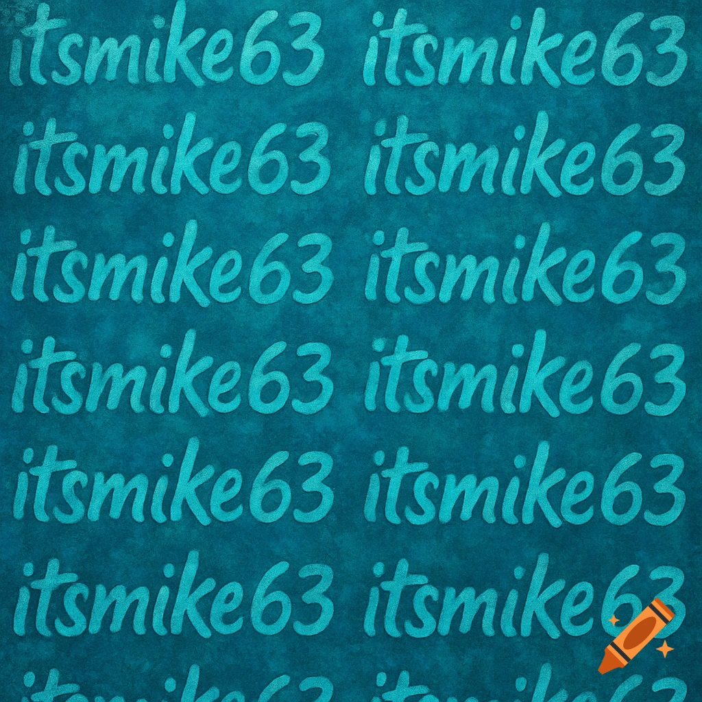 Textured teal background with "itsmike63" repeated as a pattern.