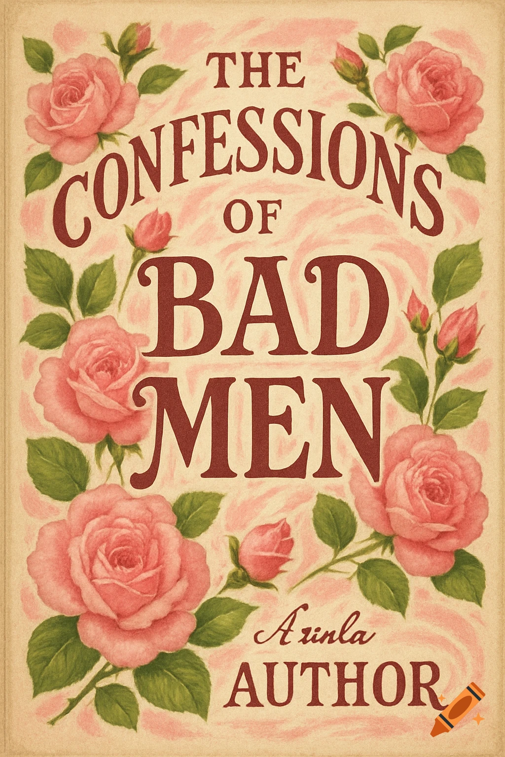 Vintage book cover with roses and text 'The Confessions of Bad Men'