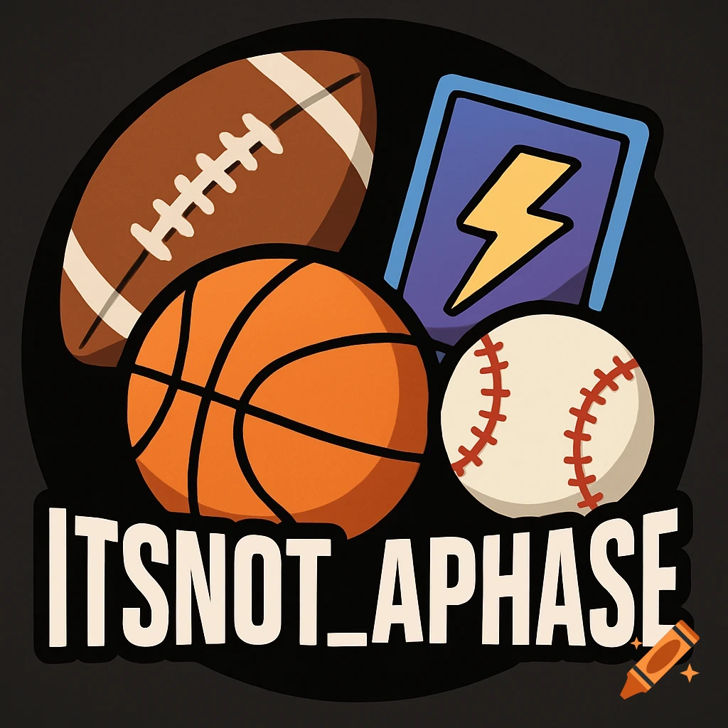 A collage of a football, basketball, baseball, and a trading card with the text ITSNOT_APHASE.