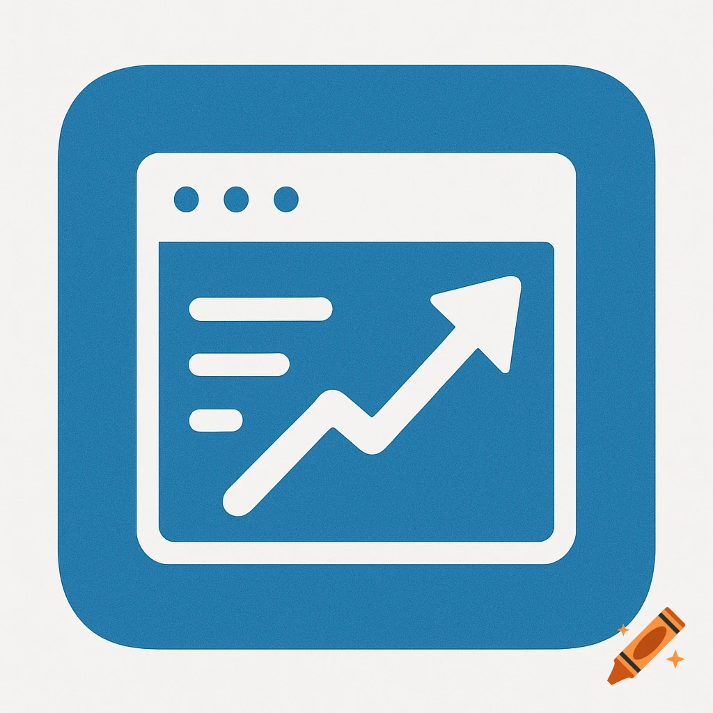 A graphical icon showing a line graph in a window on a blue background