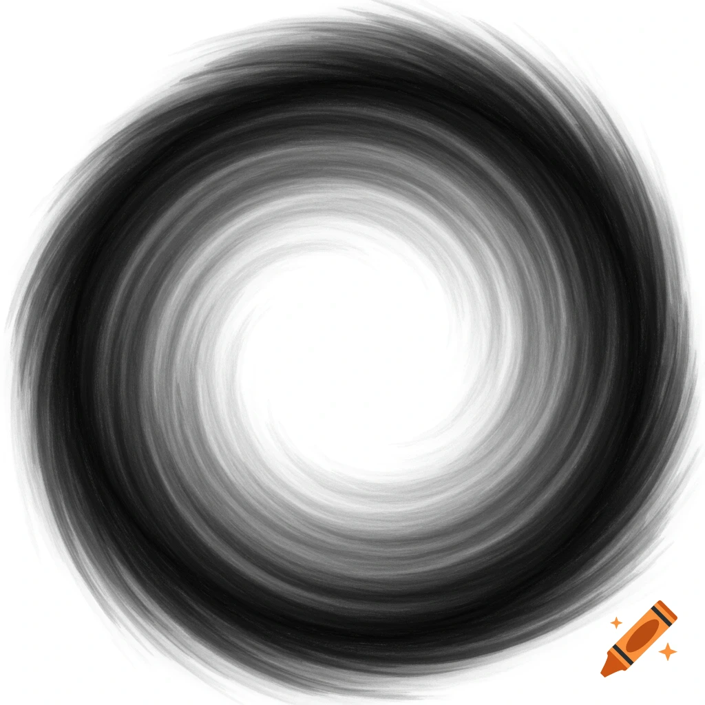 Black and white spiral swirl on a white background