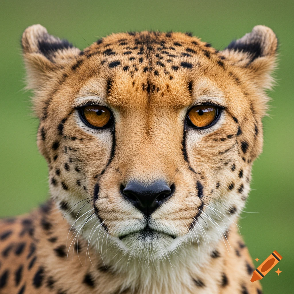 Close-up photorealistic portrait of a cheetah looking directly at the viewer