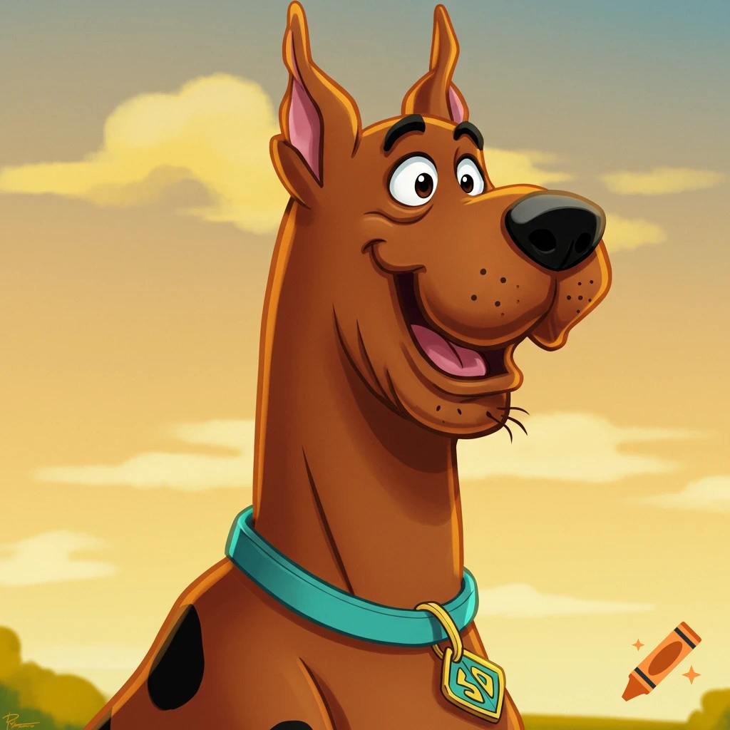 Smiling cartoon Scooby-Doo headshot