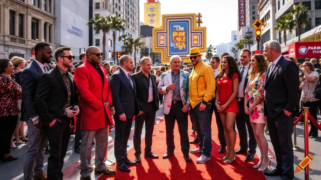 People on a red carpet in front of a large sign for The Price Is Right.
