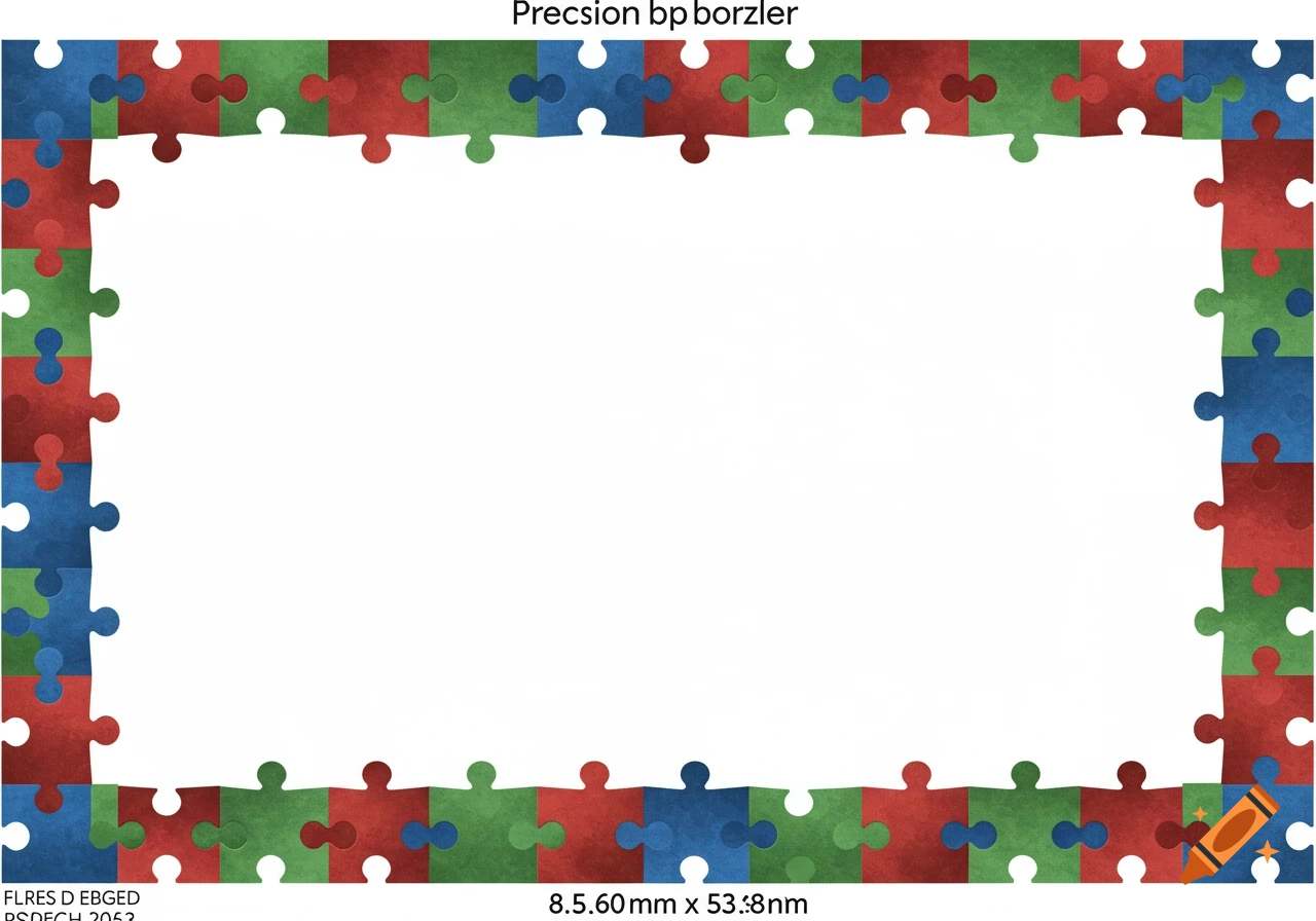 A border made of red, blue, and green puzzle pieces.