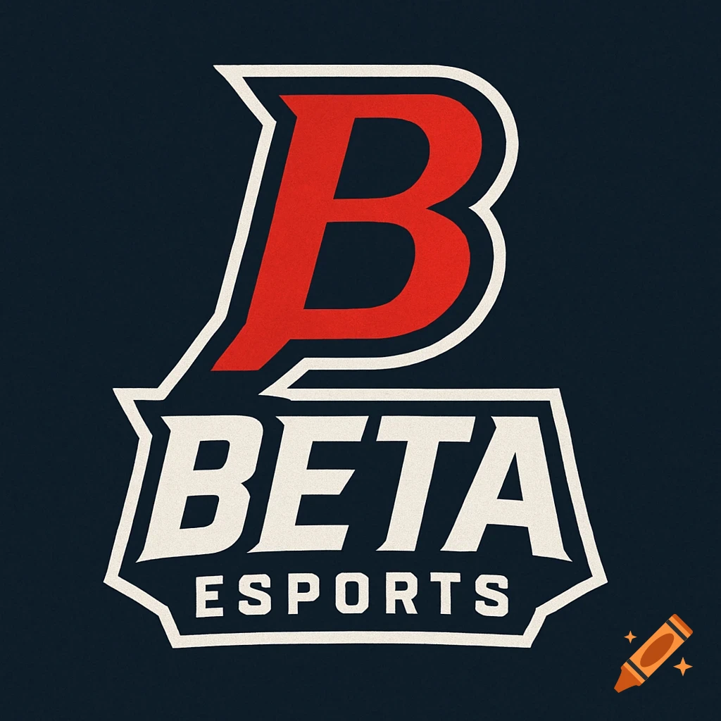 A stylized red and white logo with a large B and the text BETA ESPORTS on a dark background.