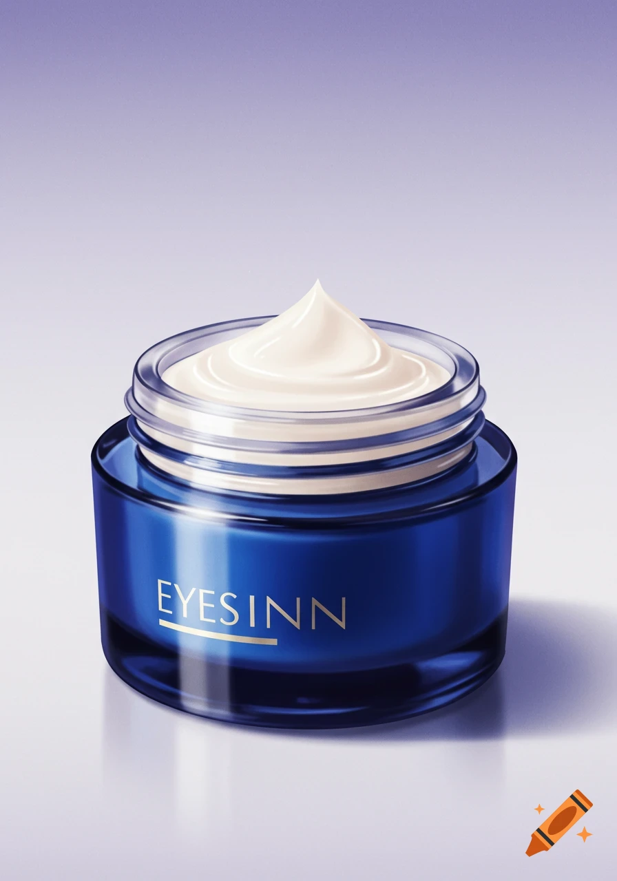 A blue jar of eye cream.