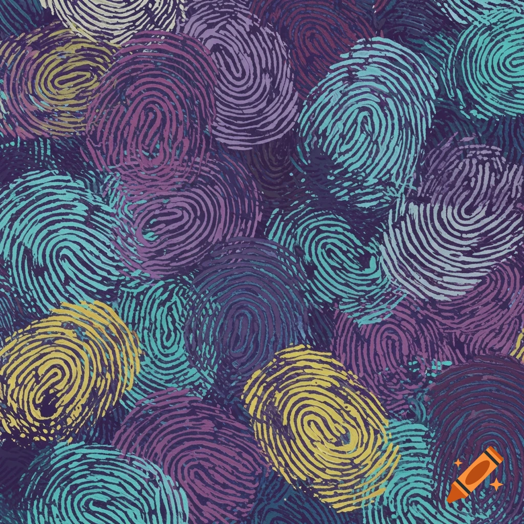 Colorful overlapping fingerprint pattern