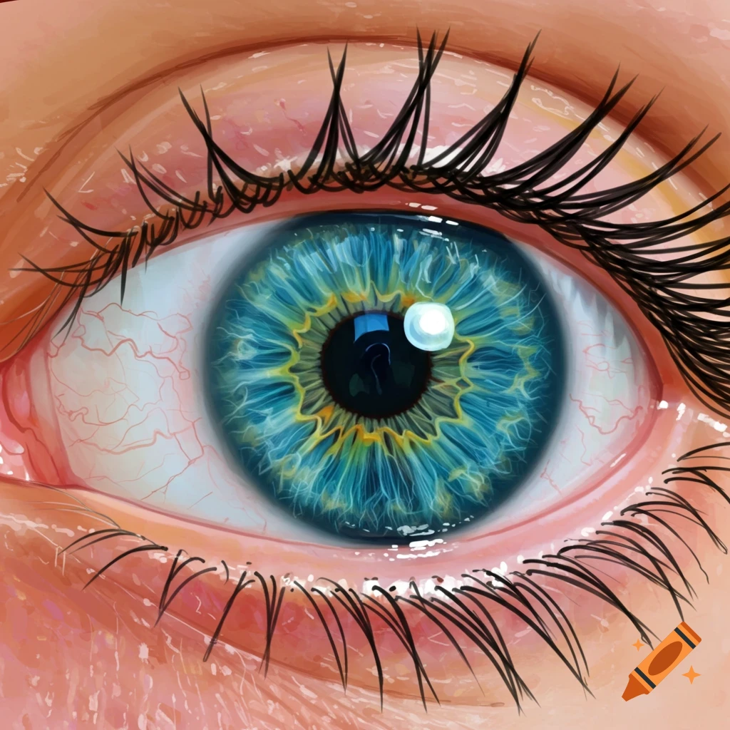 Close-up illustration of a beautiful blue and green human eye