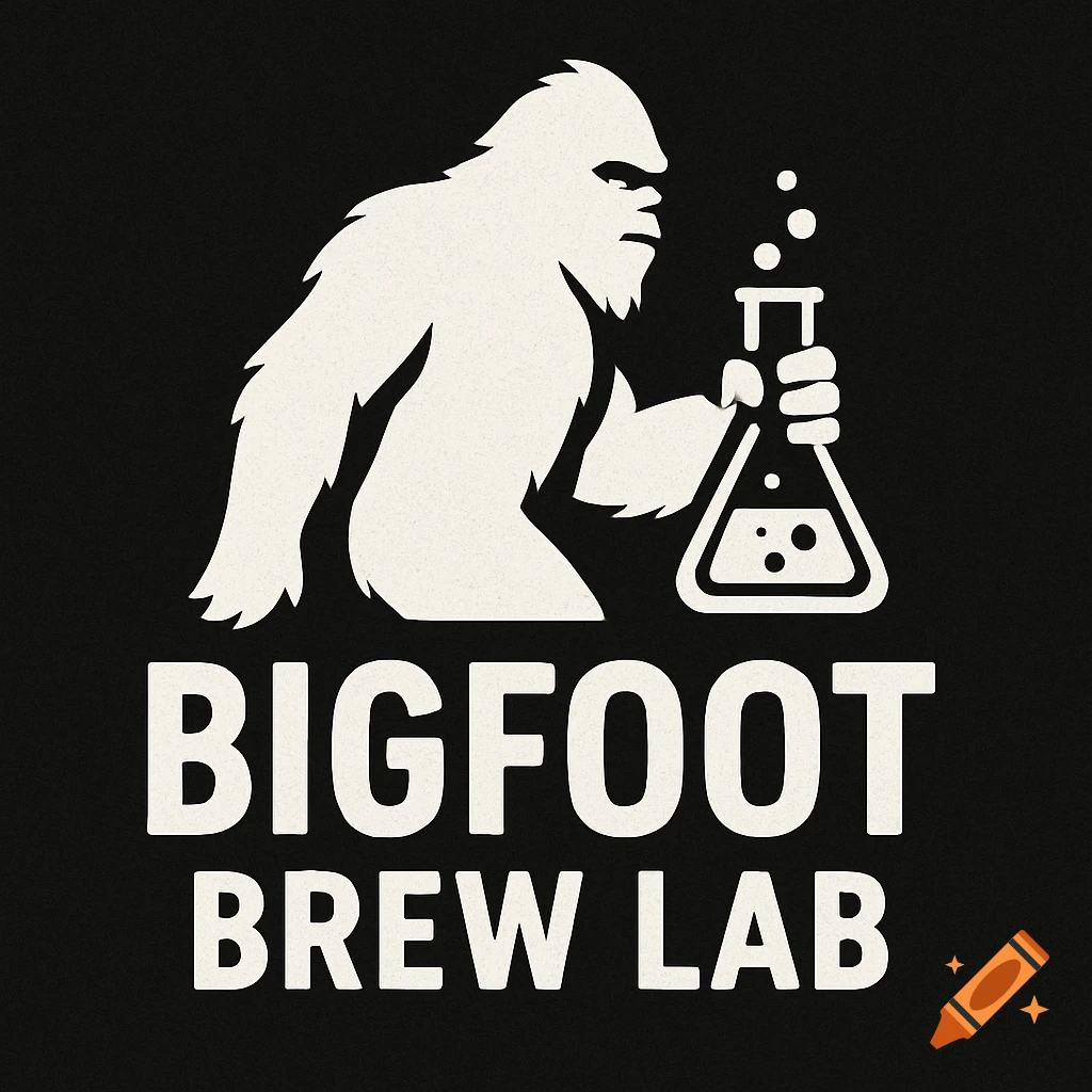 Logo of Bigfoot holding a flask with text 'BIGFOOT BREW LAB'