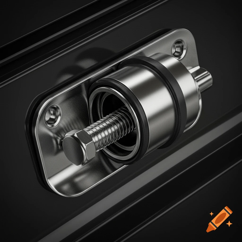Close-up render of a reusable seal bolt