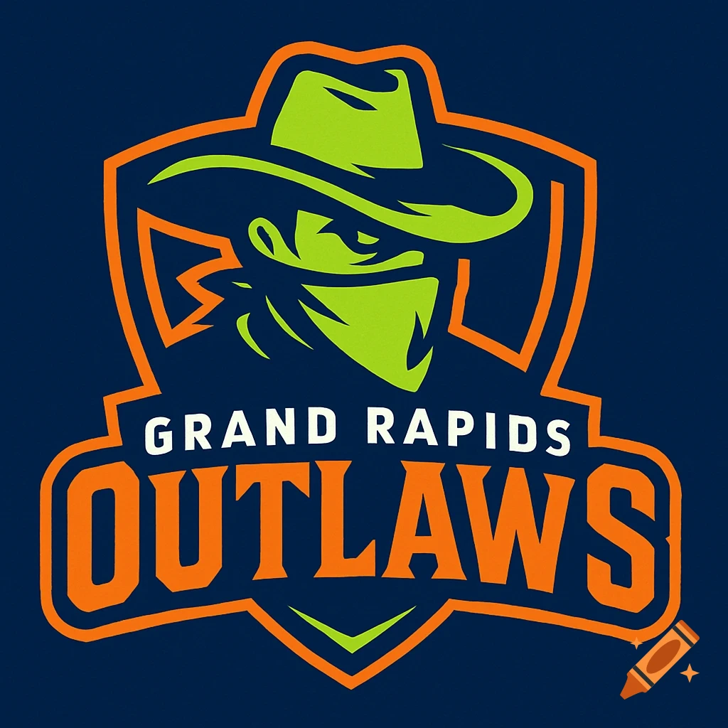 Team logo for Grand Rapids Outlaws featuring a masked cowboy wearing a hat.