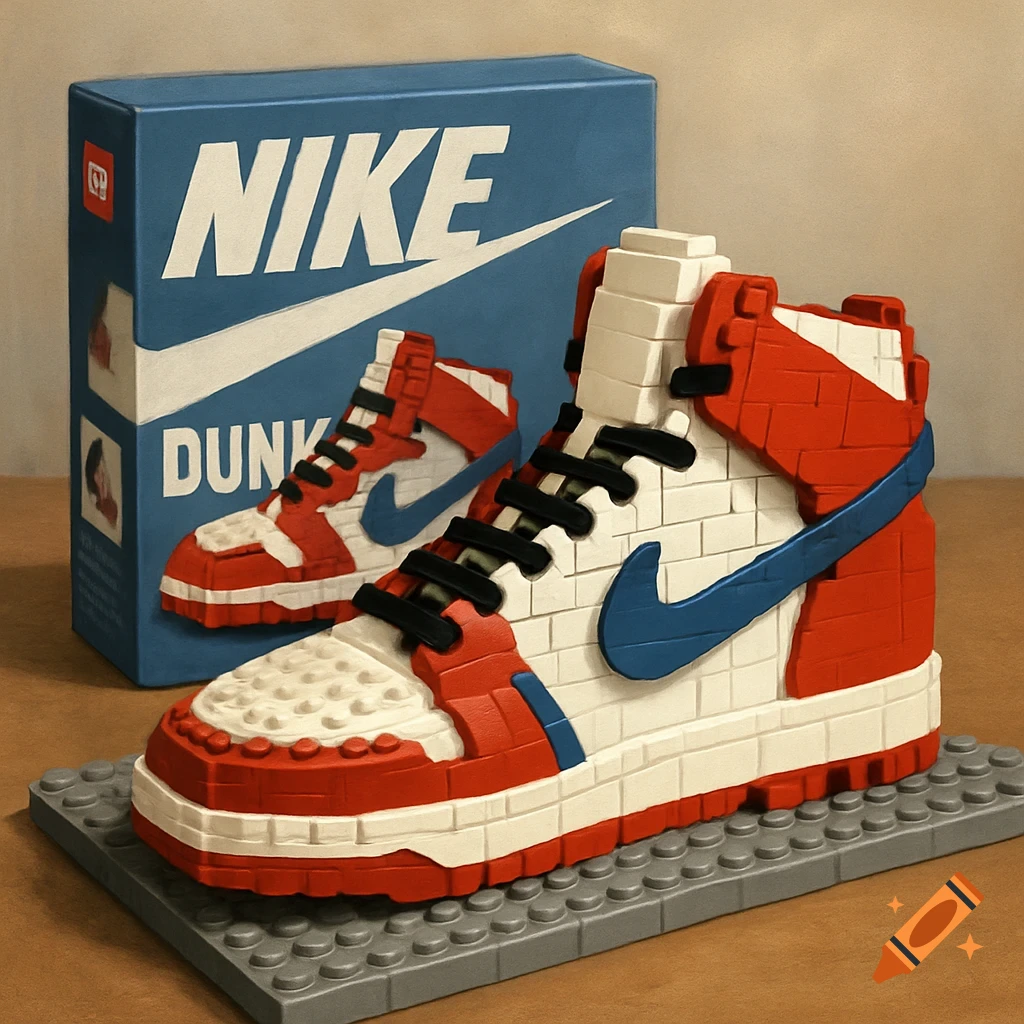 Lego style Nike Dunk sneakers and box