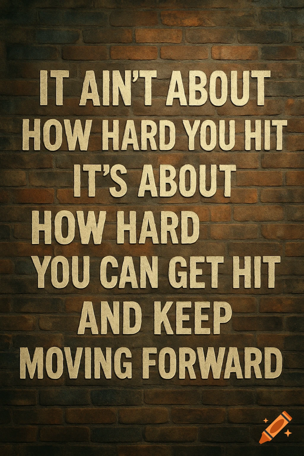 Motivational quote text on a brick wall