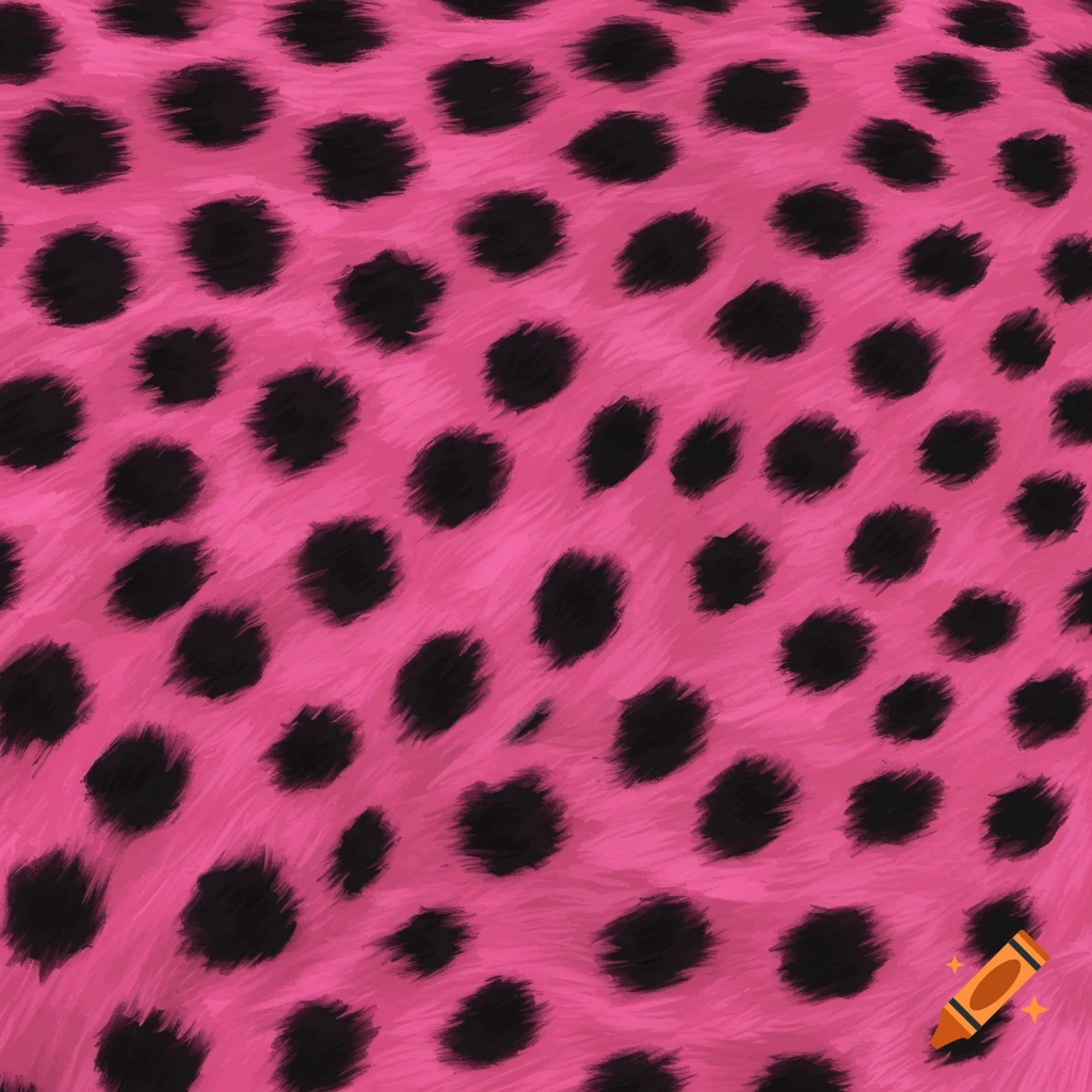 A pink pattern resembling cheetah spots with black dots.