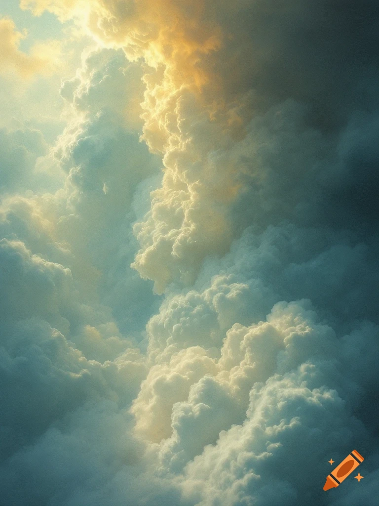 Dramatic clouds bathed in sunlight