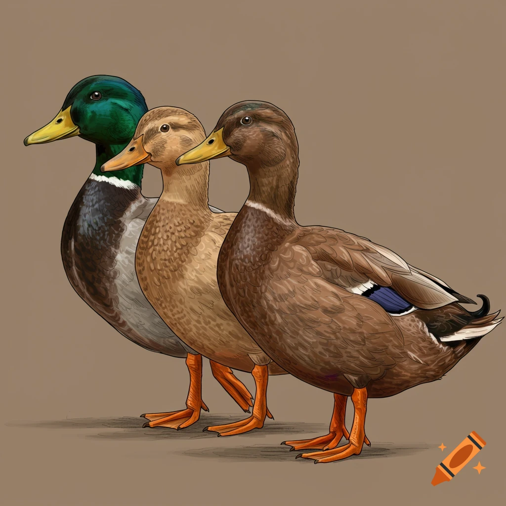 Illustration of three ducks in a row