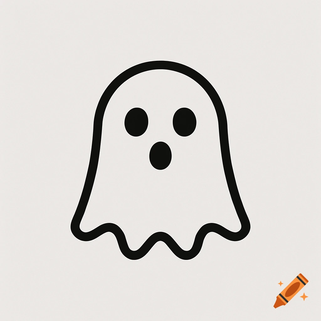 Simple black line drawing of a ghost icon on a light background.