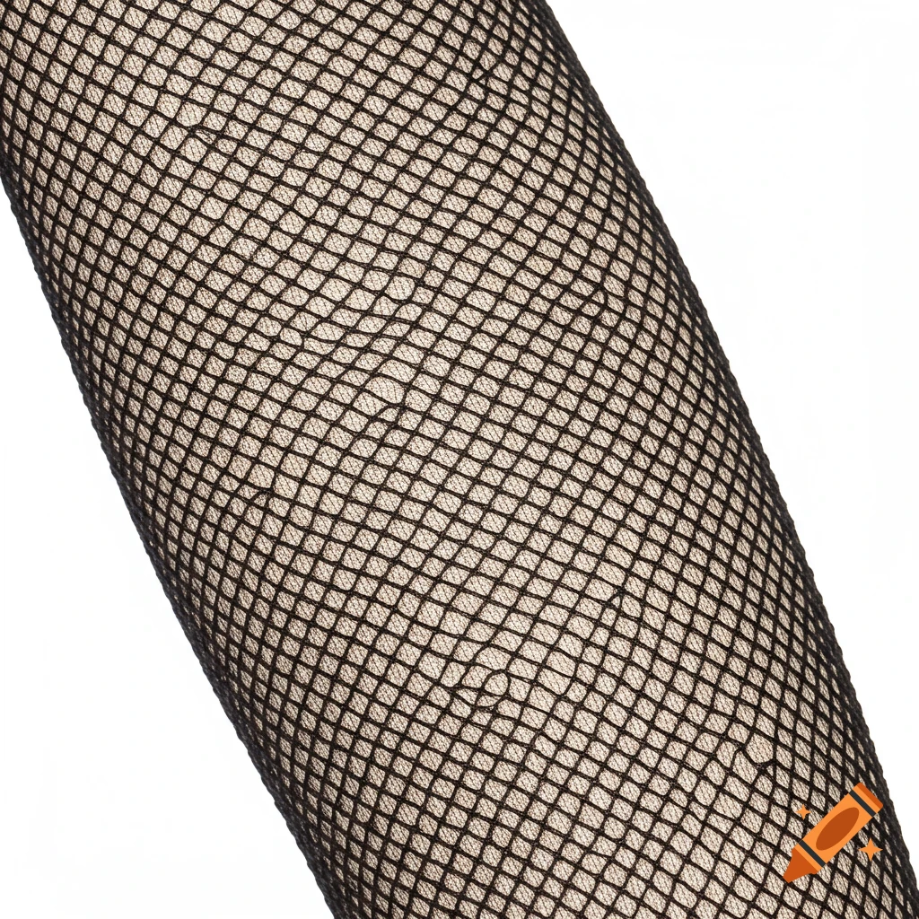 Close-up of black fishnet stocking pattern on a leg