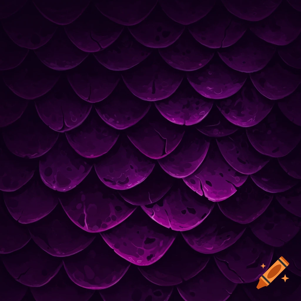 A dark purple background pattern of overlapping dragon scales with rough texture.