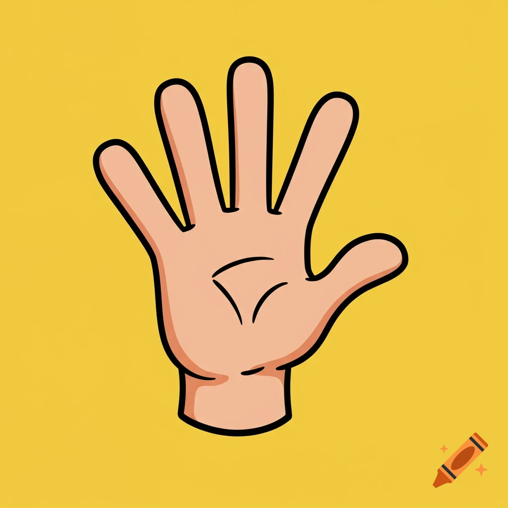 Cartoon hand on a yellow background.