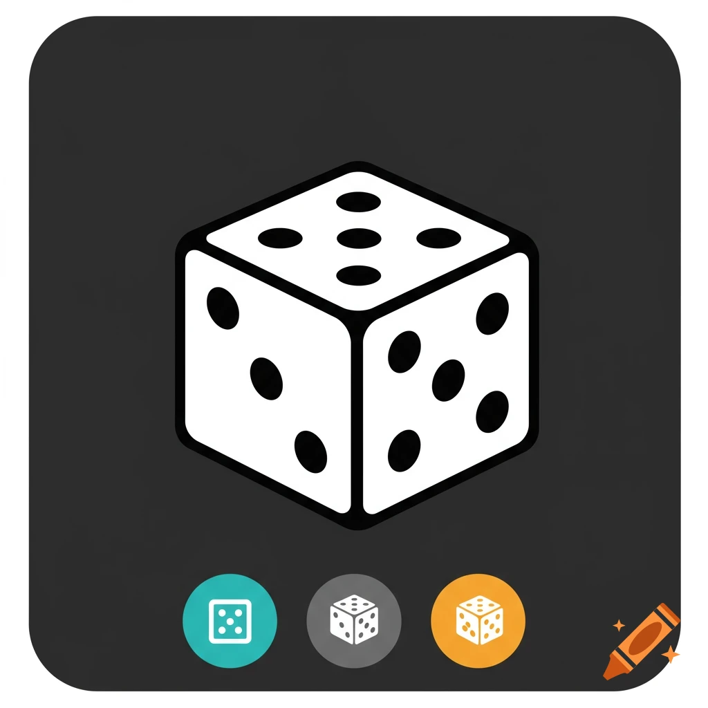 Icon of a white dice with black dots