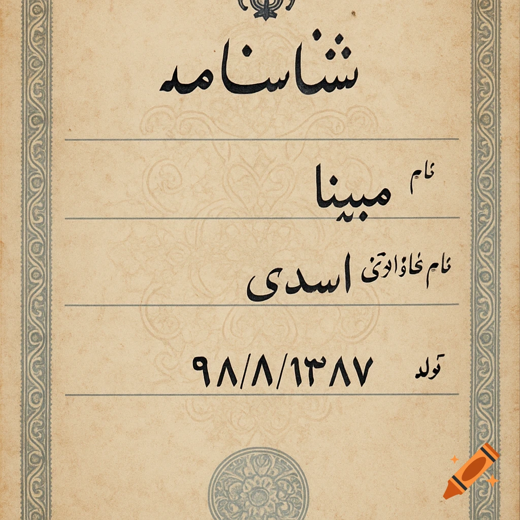 Vintage document with Persian text