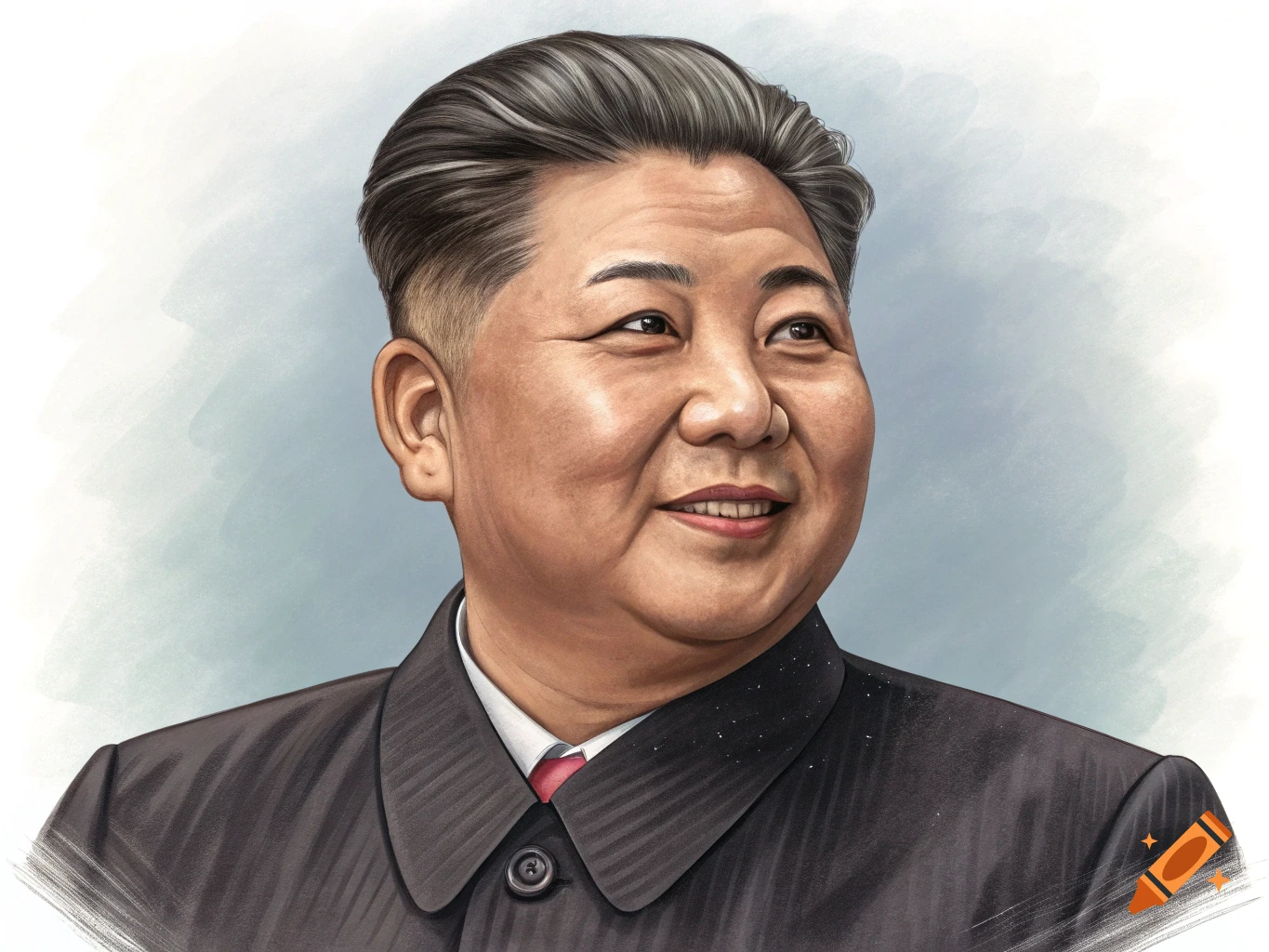 Illustration of a smiling man in a suit looking right