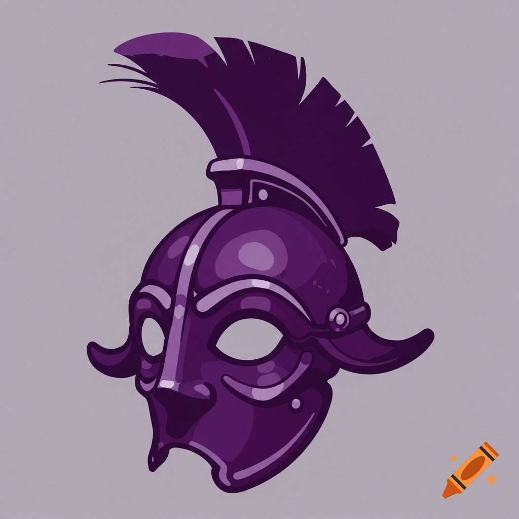Purple gladiator mask in a simplified art style