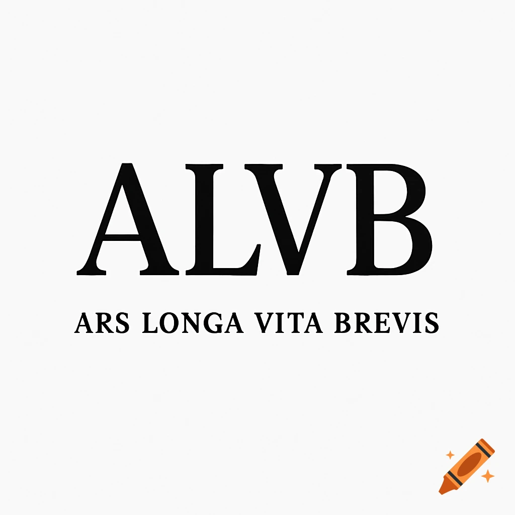 Minimalist logo with the text ALVB and Ars Longa Vita Brevis on Craiyon