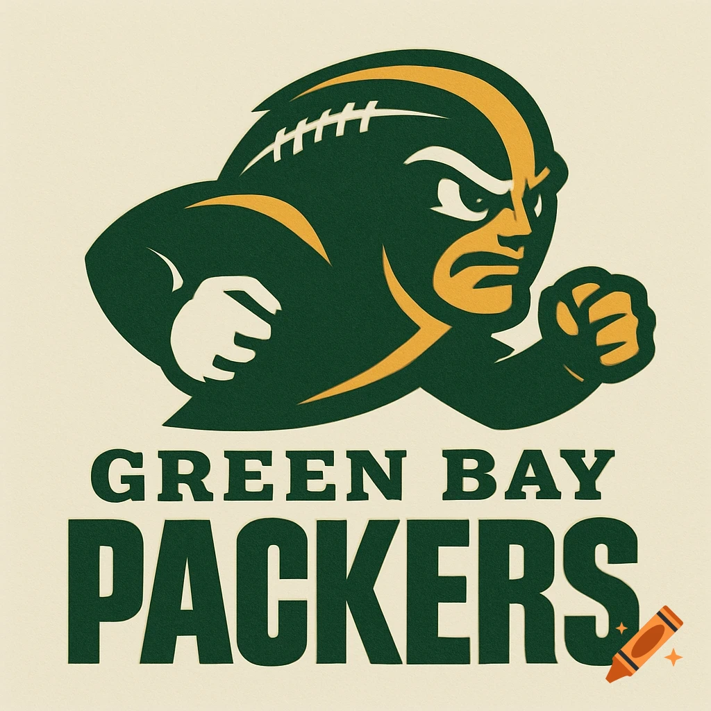 Stylized logo of a football player figure above the text "GREEN BAY PACKERS".